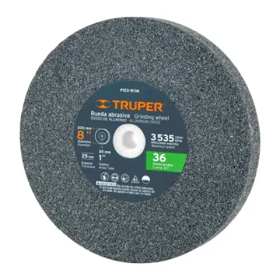 Piedra Abrasiva De 8" Para Esmeril, Grano 36, Espesor 1" Truper