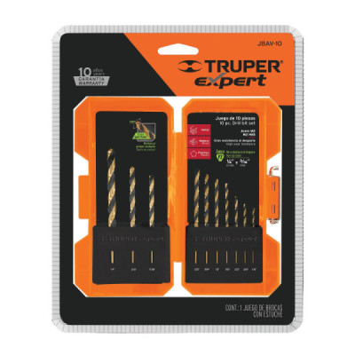 Juego De 10 Brocas Acero Rápido Para Metal Madera Y Plástico Truper (JBAV-10)
