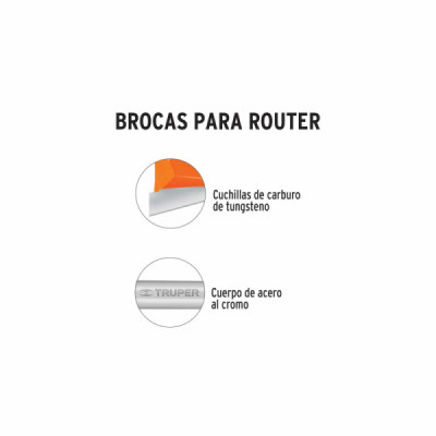 Fresa Recta De Dos Filos, Diámetro 3/8" Y Corte De 25.4 Mm Truper (BROU-R2-3/8)