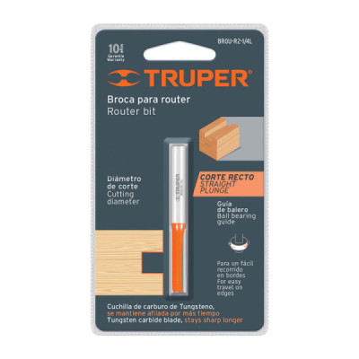 Fresa Recta De Dos Filos, Diámetro 5/8" Y Corte De 20 Mm Truper (BROU-R2-5/8)