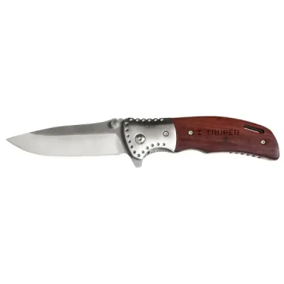 Navaja Abatible Truper 21 Cm Superfilo Mango Madera Y Seguro