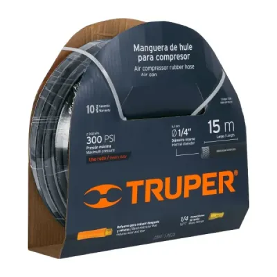Manguera Para Compresor De Caucho  15 M, 1/4" Npt, 300 Psi Truper