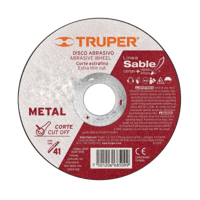 Disco Corte Extrafino De Metal De 4.1/2", Alto Rendimiento Truper (DICOF-4516)