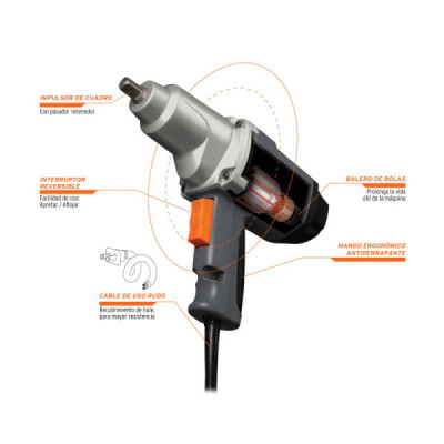 Pistola De Impacto Eléctrica Industrial De 1/2", 900 W Truper (IMP-1/2N)
