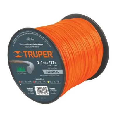 Hilo Redondo Para Guadañadora De 437 Metros, Diámetro 2.4 Mm Truper