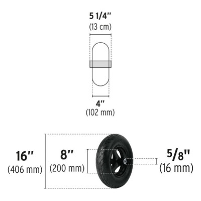 Rueda O Llanta Neumática Lisa 16" X 4" Para Carretilla Truper (LLSS)