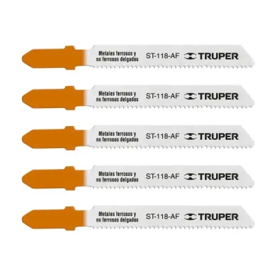 5 Seguetas Tipo T De 8 Cm, 18 Dpp, Corte Recto Y Super Fino Truper