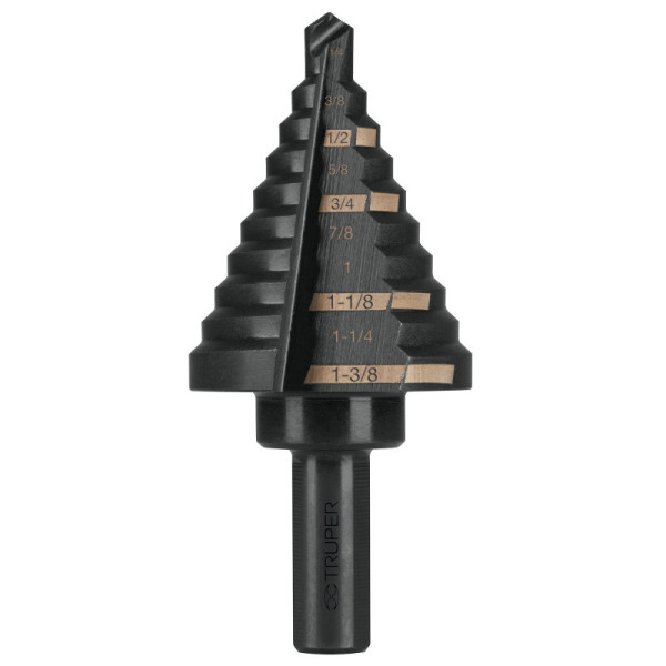 Broca Escalonada 1/4" A 1.3/8" De 10 Escalones Óxido Negro Truper (BES-10)