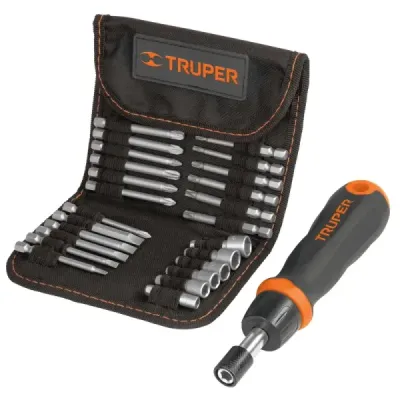 Juego De Puntas Y Copas Con Destornillador Ratchet 24 Piezas Truper