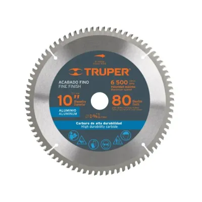 Disco Sierra Aluminio De 10", Centro 5/8", 80 Dientes Truper
