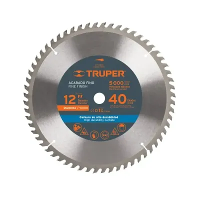 Disco Sierra Madera De 12", Centro 1", 40 Dientes Truper