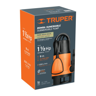 Bomba Sumergible De 1.1/2 Hp Para Agua Sucia Y Limpia Truper (BOS-1-1/2SP)