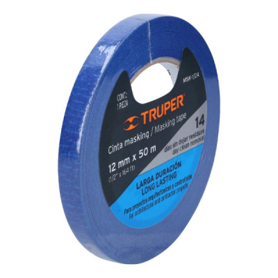 Cinta De Enmascarar Para Pintar Color Azul De 50 Mt X 12 Mm Truper (MSK-1/2A)