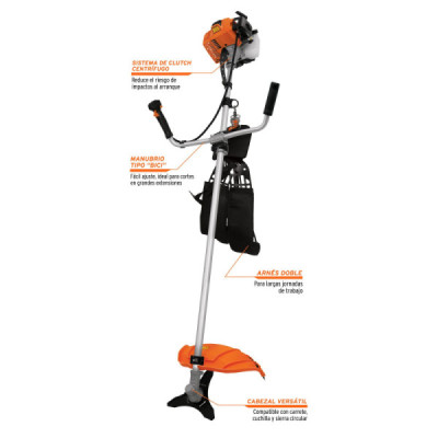 Guadañadora Gasolina 3 Hp 17'' Truper 1.3 L/h Hilo Cuchilla (DES-63)