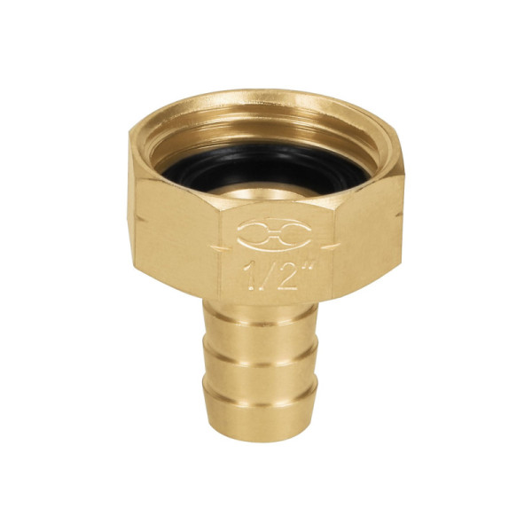 Acople Roscado De Latón Sólido De 3/4" Hembra, Espiga 1/2" Truper (CF-1/2B)