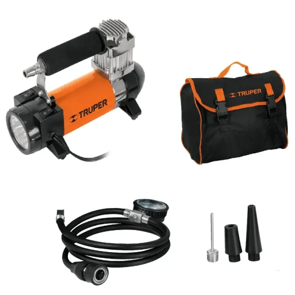 Compresor De Aire Portátil Con Linterna Para Carro, 150 Psi Truper (COMP-12 - 19999)