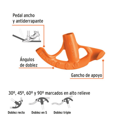 Doblador De Tubo De 1/2" Conduit Con Pedal Ancho Truper (DOTU-50)