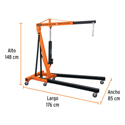 Pluma Hidráulica Plegable De 2 Toneladas, Rango 104 X 159 Cm Truper (PHF-2)