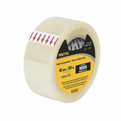 Cinta Ancha Transparente Uso Hogar De 150 Metros Y 48 Mm Pretul