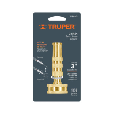 Boquilla De Latón De 8 Cm Para Manguera, Rosca 3/4" Truper (CHMA-3)