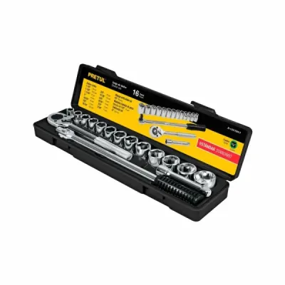 Juego De Copas En Pulgadas Con 16 Piezas, Cuadrante De 1/2" Pretul