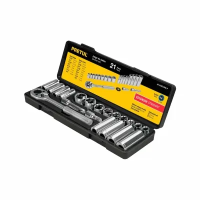 Juego De Copas En Pulgadas Con 21 Piezas, Cuadrante De 3/8" Pretul