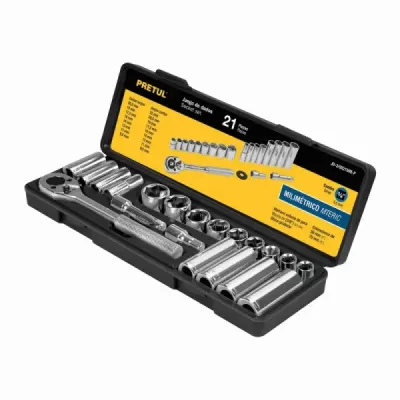 Juego De Copas Métricas Con 21 Piezas, Cuadrante De 3/8" Pretul