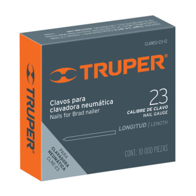 Caja De 10.000 Clavos Para Clavadora Calibre 23, Largo 19 Mm Truper (CLANEU-23-19) Caja De 10.000 Clavos Para Clavadora Calibre 23, Largo 19 Mm Truper (CLANEU-23-19)