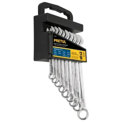 Juego De 9 Llaves Mixtas Con Estuche Desde 8 Mm Hasta 17 Mm Pretul