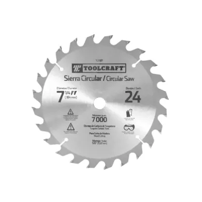 Disco Sierra Madera 7.1/4' Eje 5/8' Toolcraft 24 Dientes