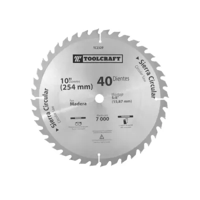 Disco Sierra Madera 10' Con Eje 5/8' Toolcraft 40 Dientes