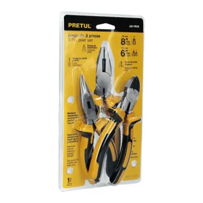 Juego De 3 Alicates En Acero Al Carbono, Mango Comfort Grip Pretul