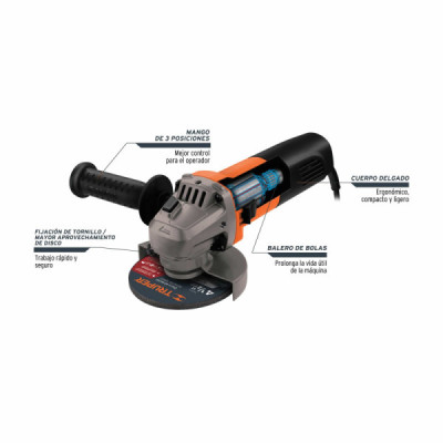 Pulidora Angular Profesional 4.1/2", 700 W Con Accesorios Truper (ESMA-4-1/2A12) Pulidora Angular Profesional 4.1/2", 700 W Con Accesorios Truper (ESMA-4-1/2A12)
