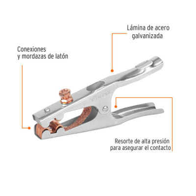 Pinza Para Tierra Soldador De 500 A Con Mordazas De Latón Truper (PTI-500)