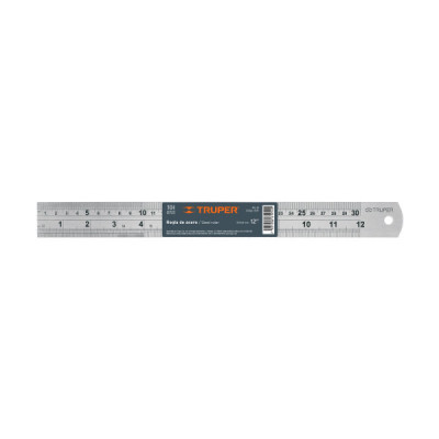Regla De Acero Inoxidable De 12" (30 Cm) Grabada En Relieve Truper (RGL-30)