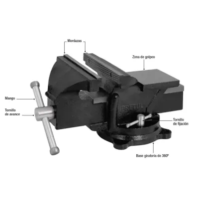 Prensa De Banco 8" Giratoria 360°, Apertura 6" (15 Cm) Pretul