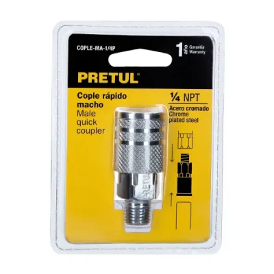 Acople Rápido Cromado De 1/4 Npt Para Compresor, Macho Pretul