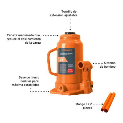 Gato Botella 21 Toneladas Para Uso Vertical Y Horizontal Truper (GAT-20)