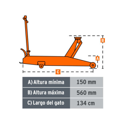 Gato Hidráulico Tipo Zorra De 5 T Con Pedal Y 40 Movimientos Truper (GAPRO-5)