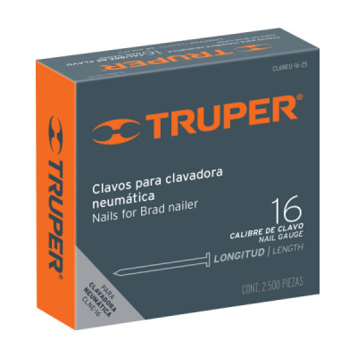 Caja De 2.500 Clavos Para Clavadora Calibre 16, Largo 50 Mm Truper (CLNEU-2-1/2X-50)