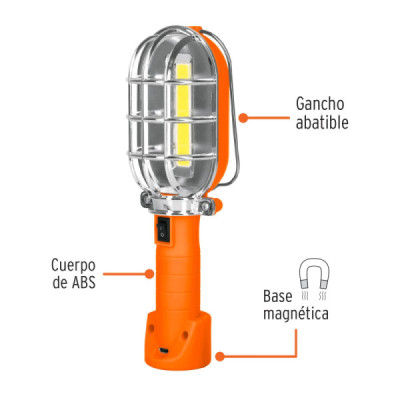 Linterna Taller Recargable 280 Lm Truper Con Base Magnética (LAT-280)