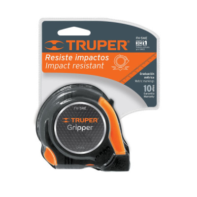 Flexómetro Gripper De 8 Metros Anti-Impacto, Uso Profesional Truper (FH-8ME)