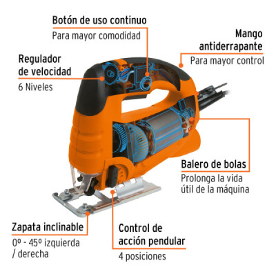 Sierra Caladora Profesional De 550 W Con Zanco Tipo T Truper (CALA-A3)