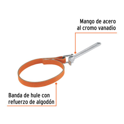 Llave De Banda Para Filtro De Aceite En Caucho, 35 A 165 Mm Truper (LLB-10)