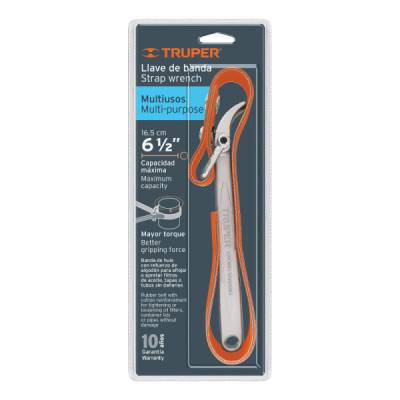 Llave De Banda Para Filtro De Aceite En Caucho, 35 A 165 Mm Truper (LLB-10)