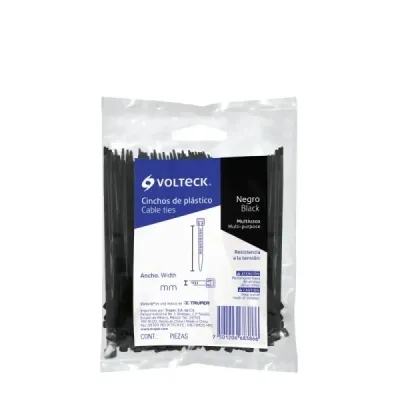 50 Amarres Plásticos De 25 Cm, Tensión 40 Lb, Color Negro Volteck