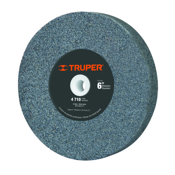 Piedra Abrasiva De 6" Para Esmeril, Grano 60, Espesor 1" Truper (PIES-6160)