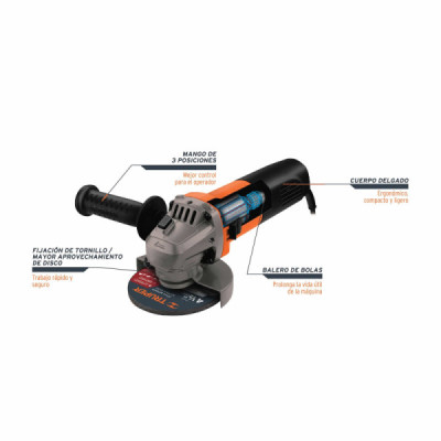 Pulidora Angular Profesional 4.1/2", 800 W Con Accesorios Truper (ESMA-4-1/2A9) Pulidora Angular Profesional 4.1/2", 800 W Con Accesorios Truper (ESMA-4-1/2A9)