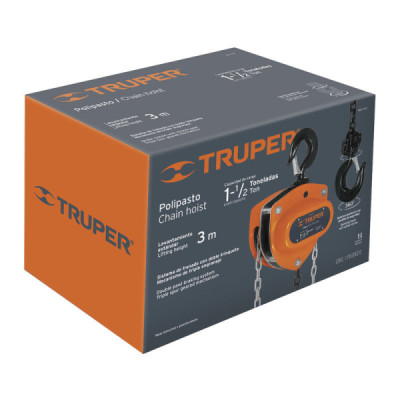 Diferencial Industrial De 1.1/2 Toneladas, Cadena 3.3 Metros Truper (POL-1-1/2)