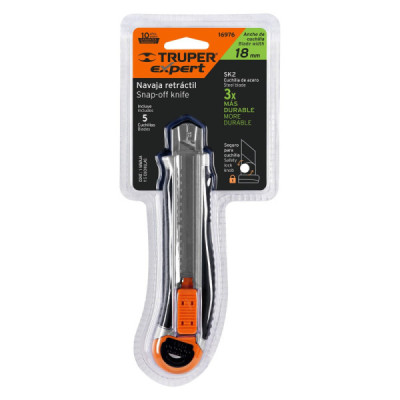 Bisturí De Uso Rudo Para Cuchillas De 18 Mm, Incluye Navajas Truper (CUT-6XX)